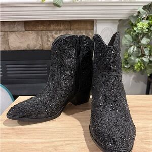 Sparkling Black Women's Ankle Boots